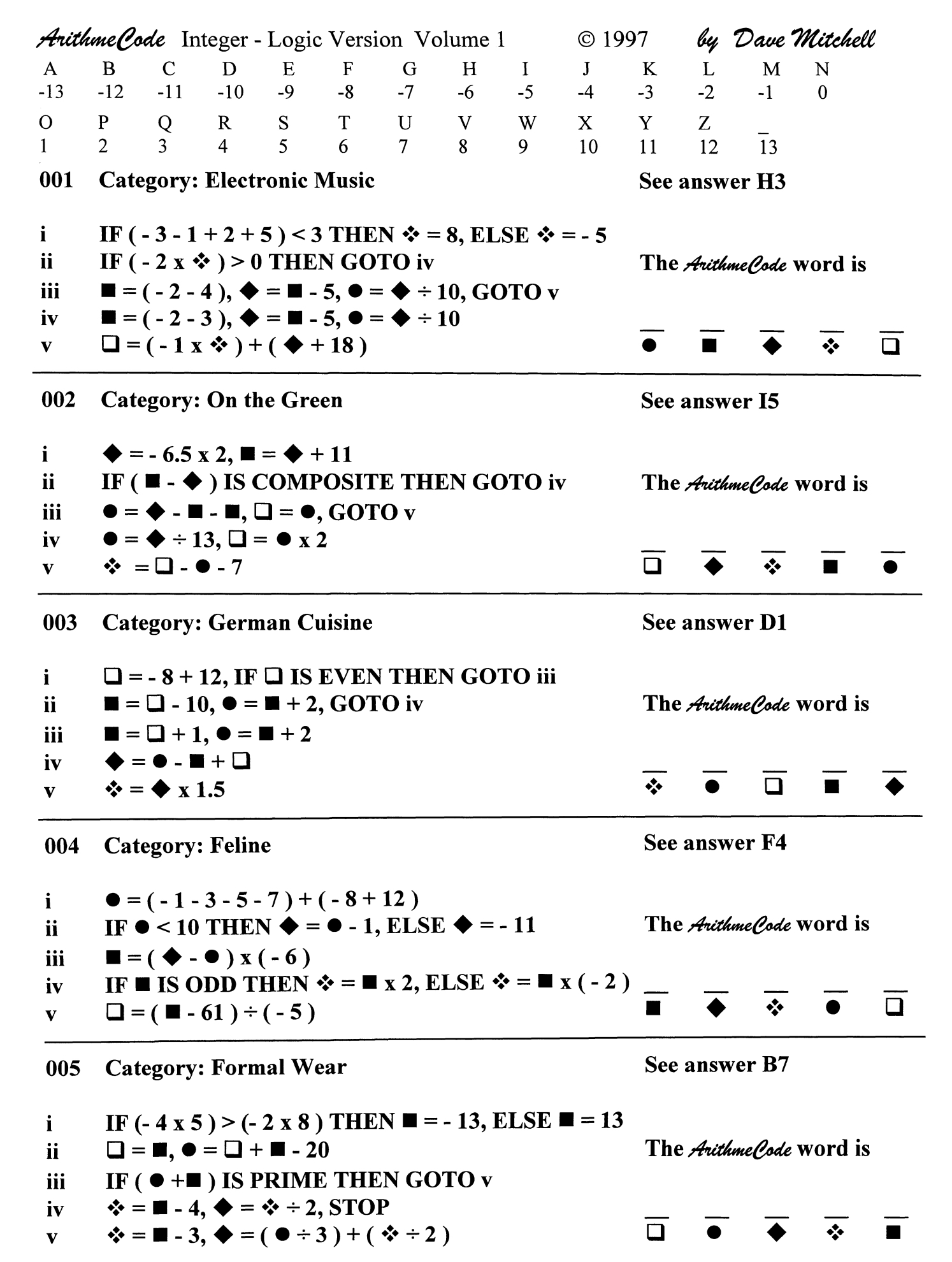 ArithmeCode Integer-Logic sample page 1